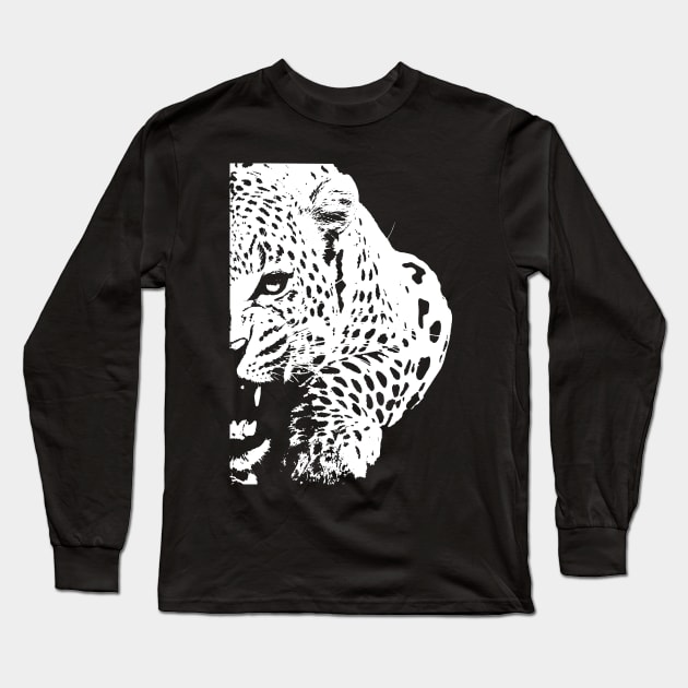 Leopard white only Long Sleeve T-Shirt by GrizzlyVisionStudio